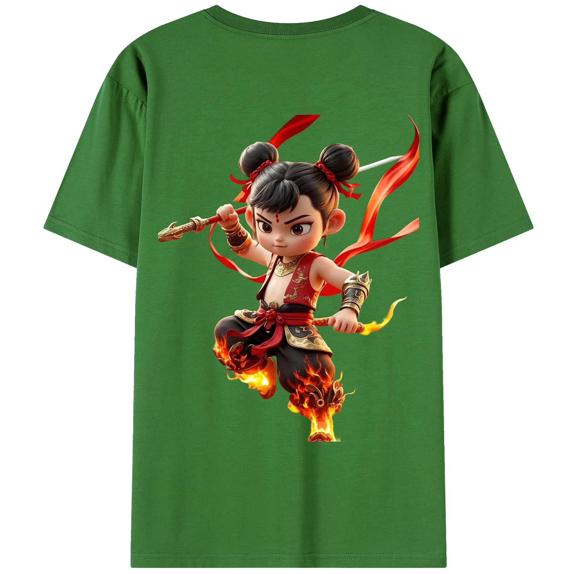 （画像用） Ne Zha 2 ナタ 魔童の大暴れ レディース半袖Tシャツ(バックプリント)